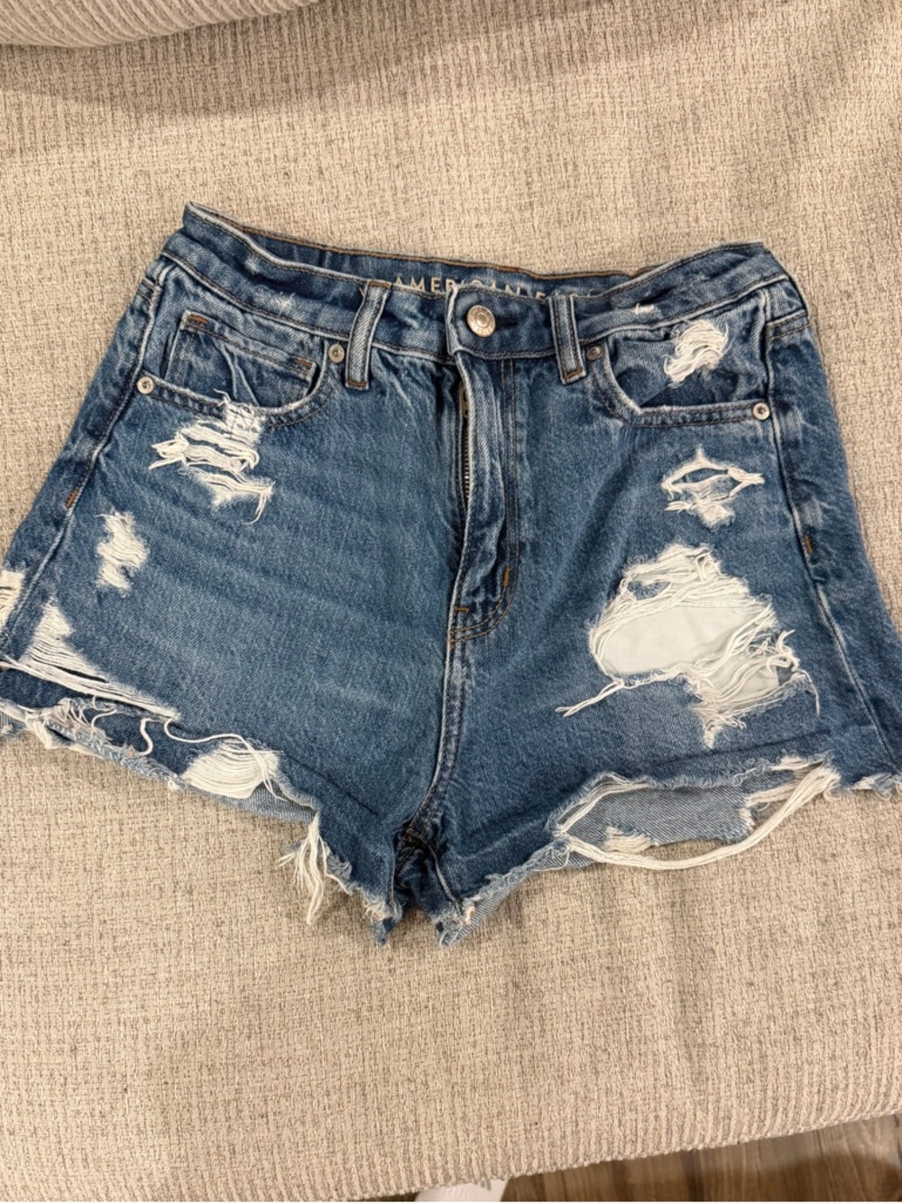 American Eagle Outfitters Distressed Denim Jean Shorts - Blue